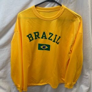 NEW!!! Yellow Brazil pullover Sweatshirt jersey unisex sz L-XL